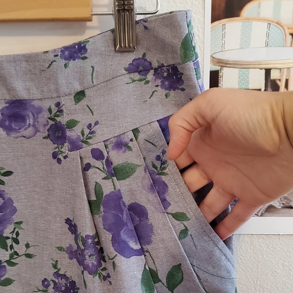 Lush Grey/Purple Floral Mini Skirt (Made in USA) - Picture 3 of 6